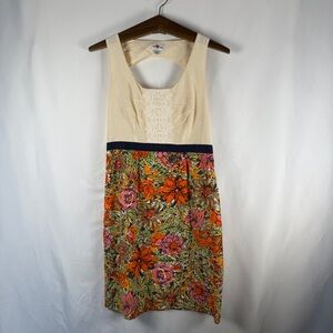 Anthropologie We Heart Vera Cream and Floral Dress, Crochet, Cut out, Spring